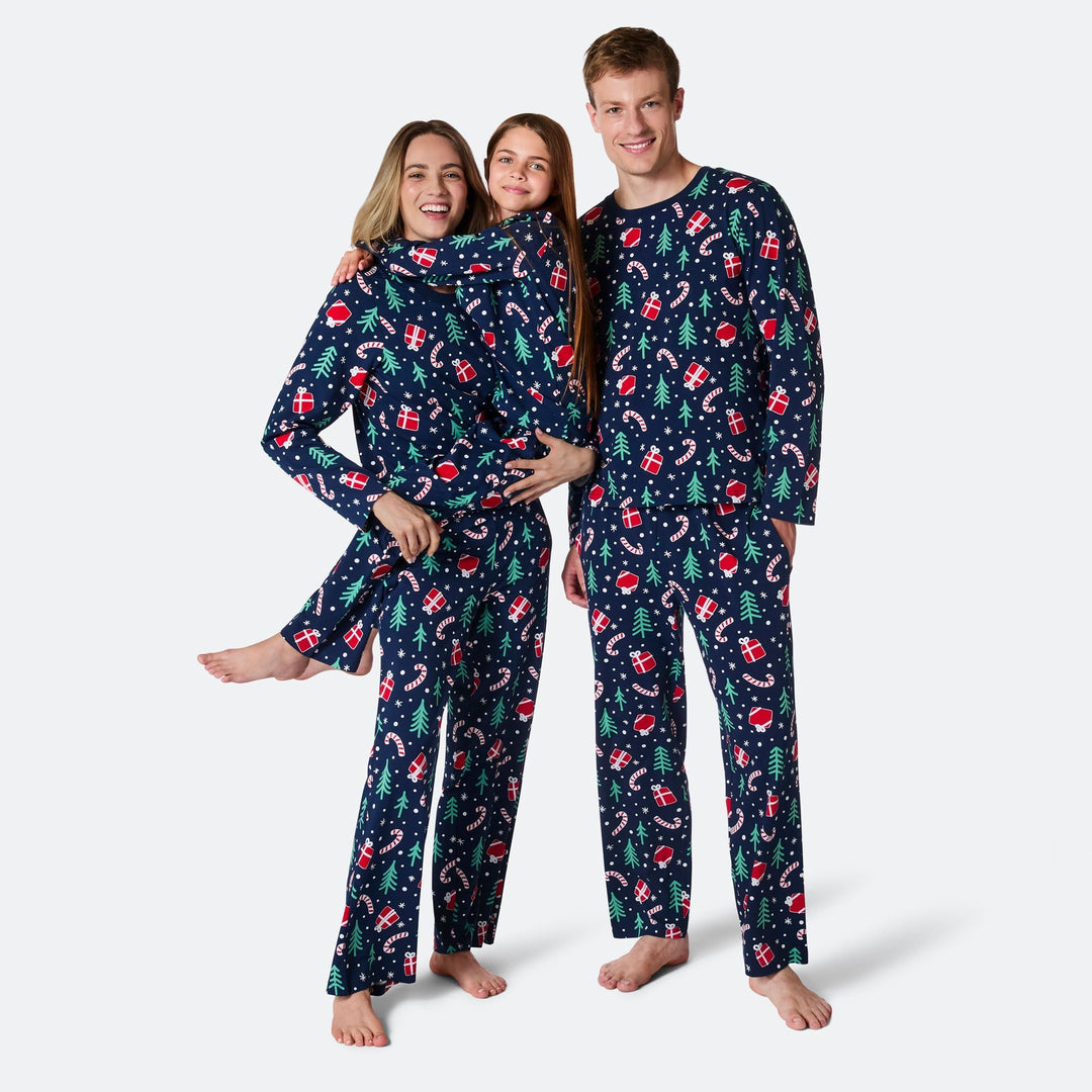 Blauwe Kerstpatroon Kerstpyjama Heren