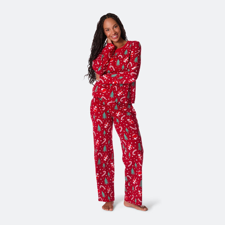 Rode Kerstpatroon Kerstpyjama Dames