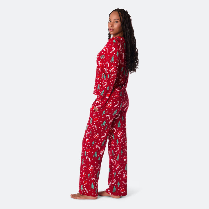 Rode Kerstpatroon Kerstpyjama Dames