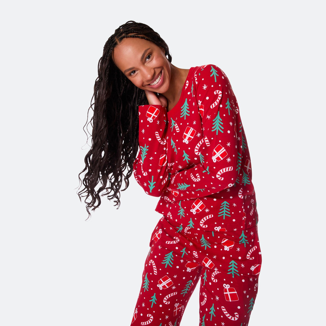 Rode Kerstpatroon Kerstpyjama Dames