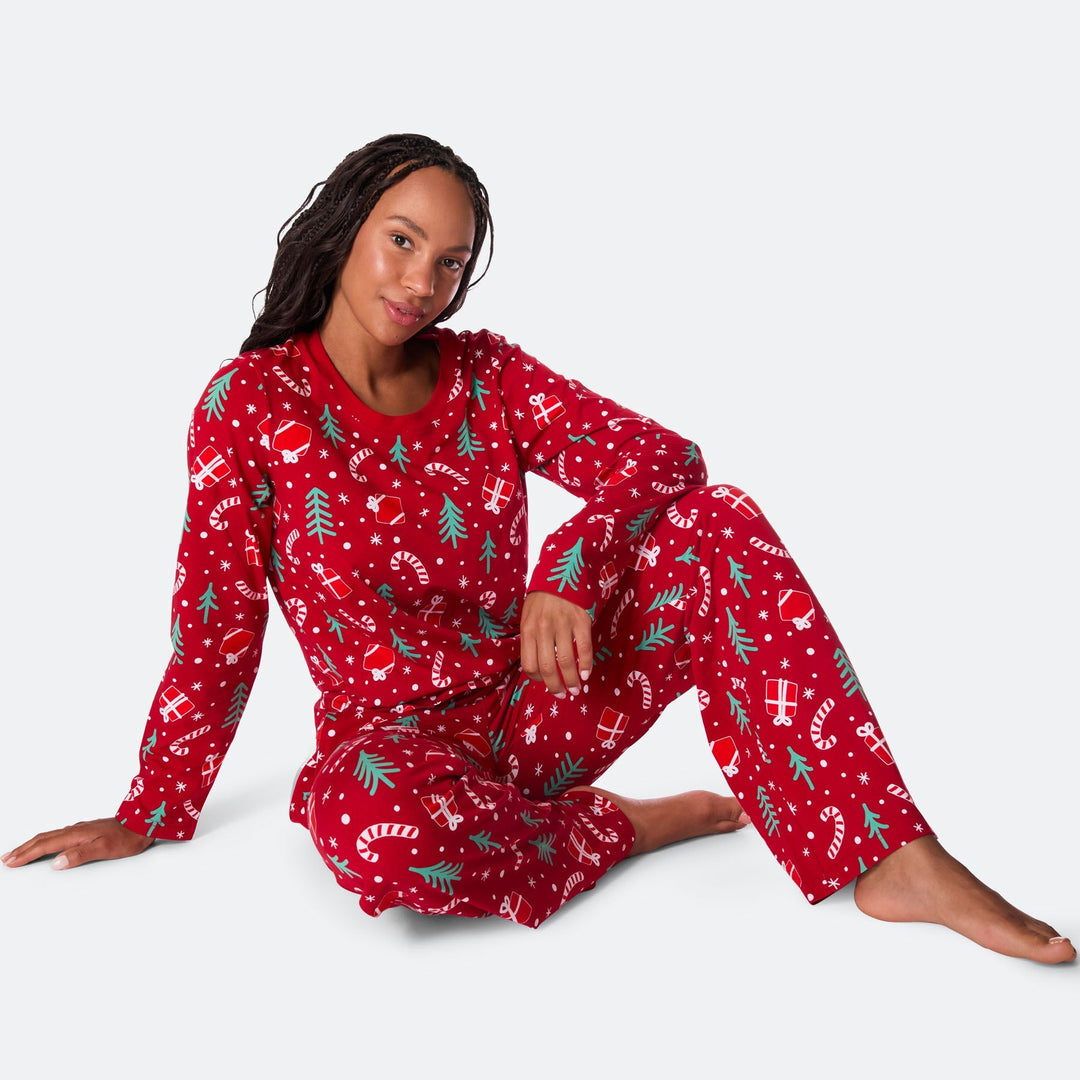 Rode Kerstpatroon Kerstpyjama Dames