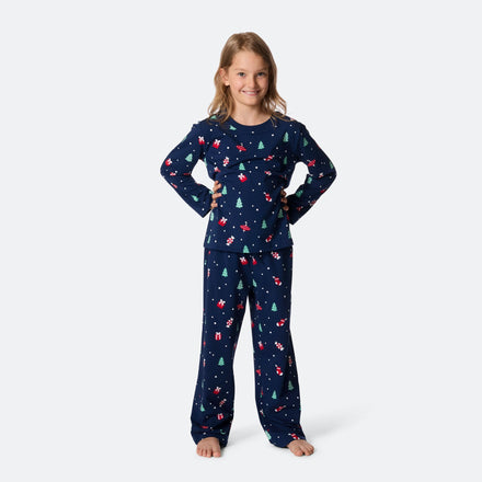 Blauwe Kerstversiering Kerstpyjama voor Kinderen