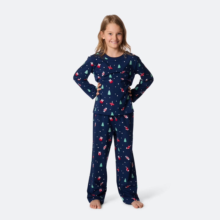 Blauwe Kerstversiering Kerstpyjama voor Kinderen