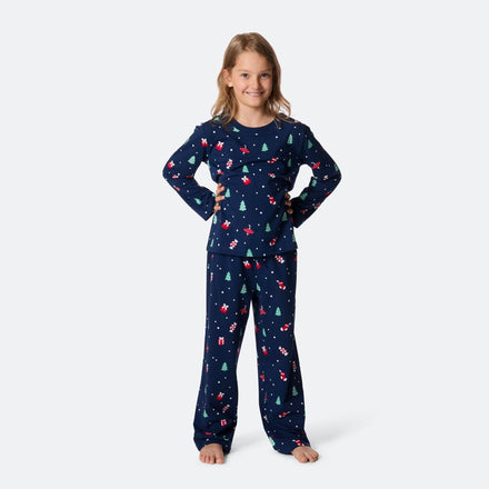 Blauwe Kerstversiering Kerstpyjama voor Kinderen