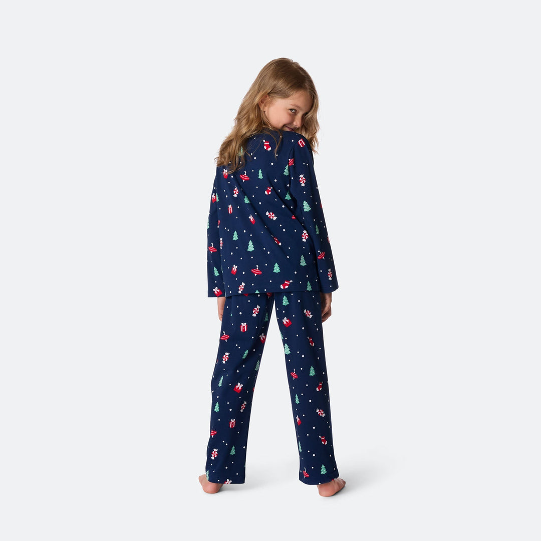 Blauwe Kerstversiering Kerstpyjama voor Kinderen