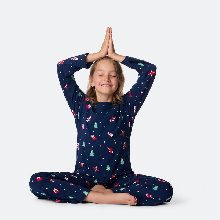 Blauwe Kerstversiering Kerstpyjama voor Kinderen