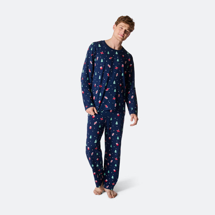 Blauwe Kerstversiering Kerstpyjama Heren