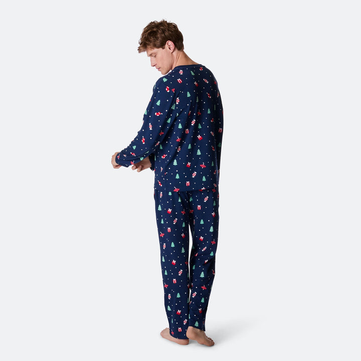 Blauwe Kerstversiering Kerstpyjama Heren