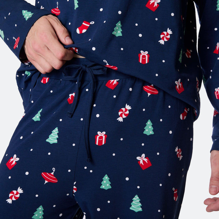 Blauwe Kerstversiering Kerstpyjama Heren