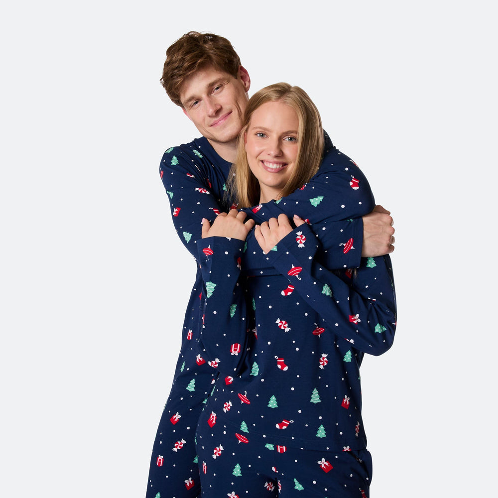 Blauwe Kerstversiering Kerstpyjama Heren