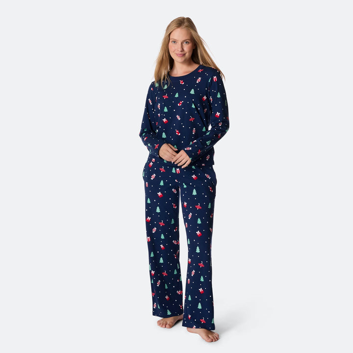 Blauwe Kerstversiering Kerstpyjama Dames