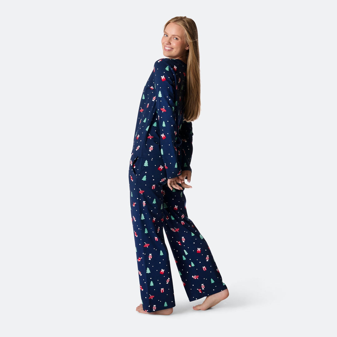 Blauwe Kerstversiering Kerstpyjama Dames
