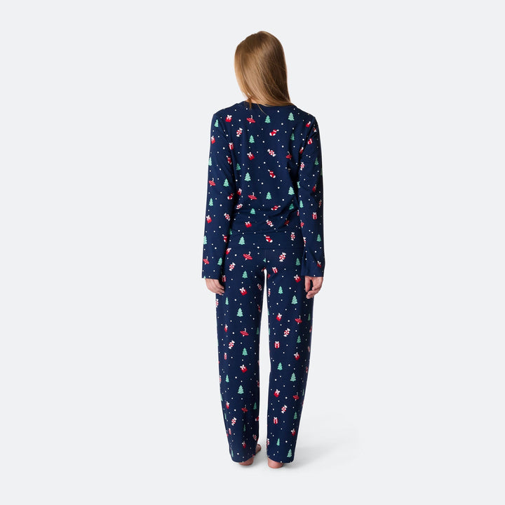 Blauwe Kerstversiering Kerstpyjama Dames