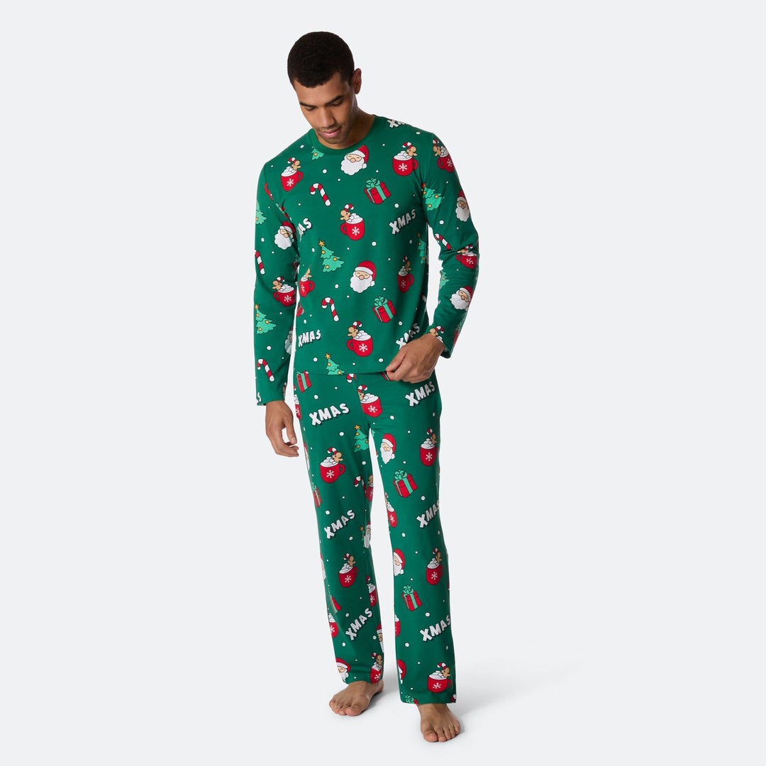 Groene Xmas Kerstpyjama Heren