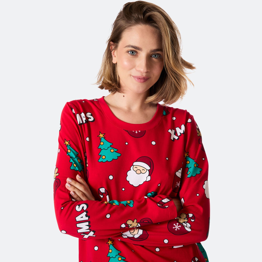 Rode Xmas Kerstpyjama Dames