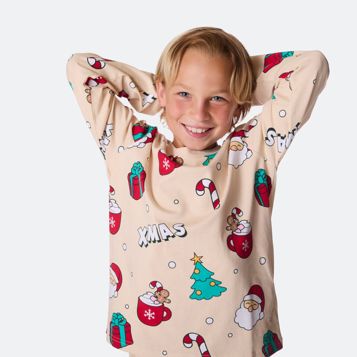Beige Xmas Kerstpyjama voor Kinderen