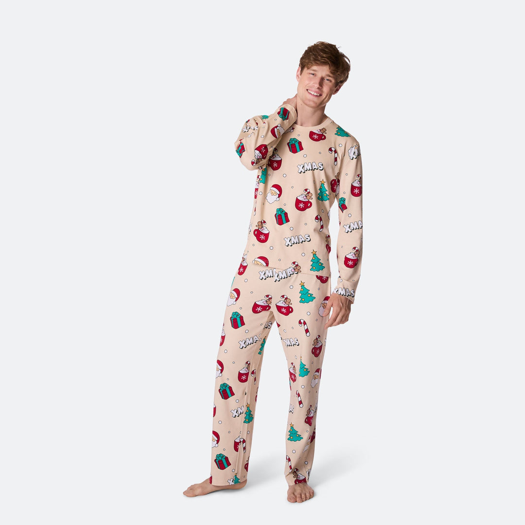 Beige Xmas Kerstpyjama Heren