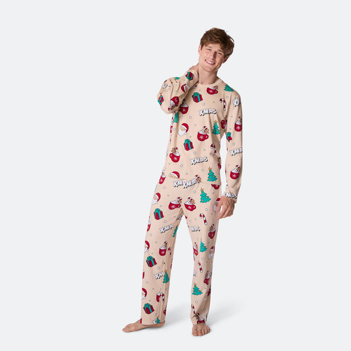 Beige Xmas Kerstpyjama Heren