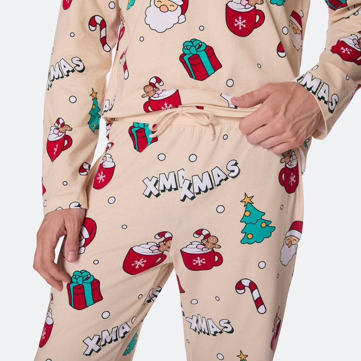 Beige Xmas Kerstpyjama Heren