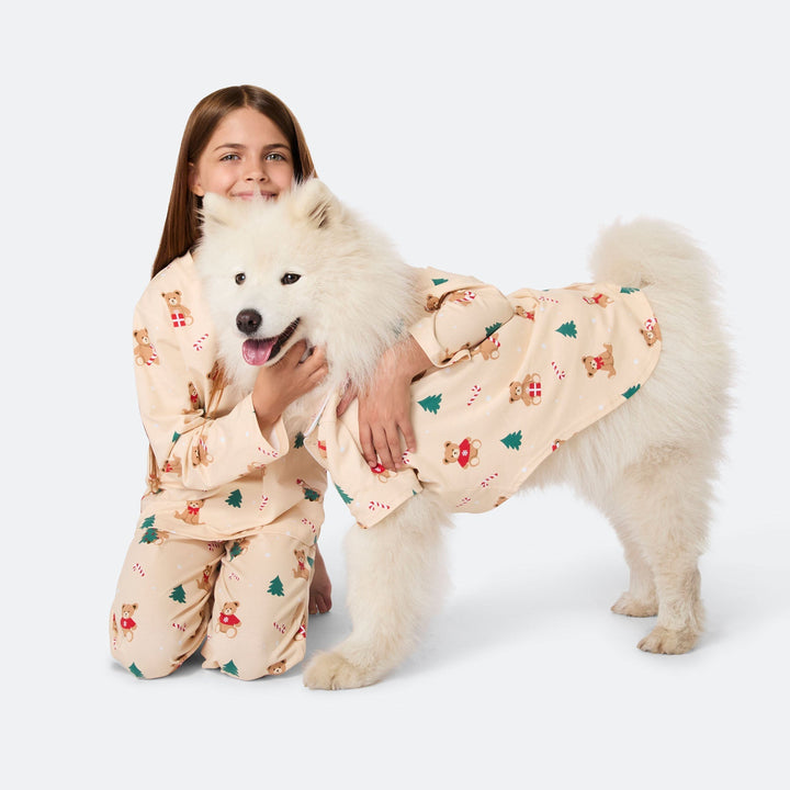 Beige Teddybeer Kerstpyjama voor Kinderen