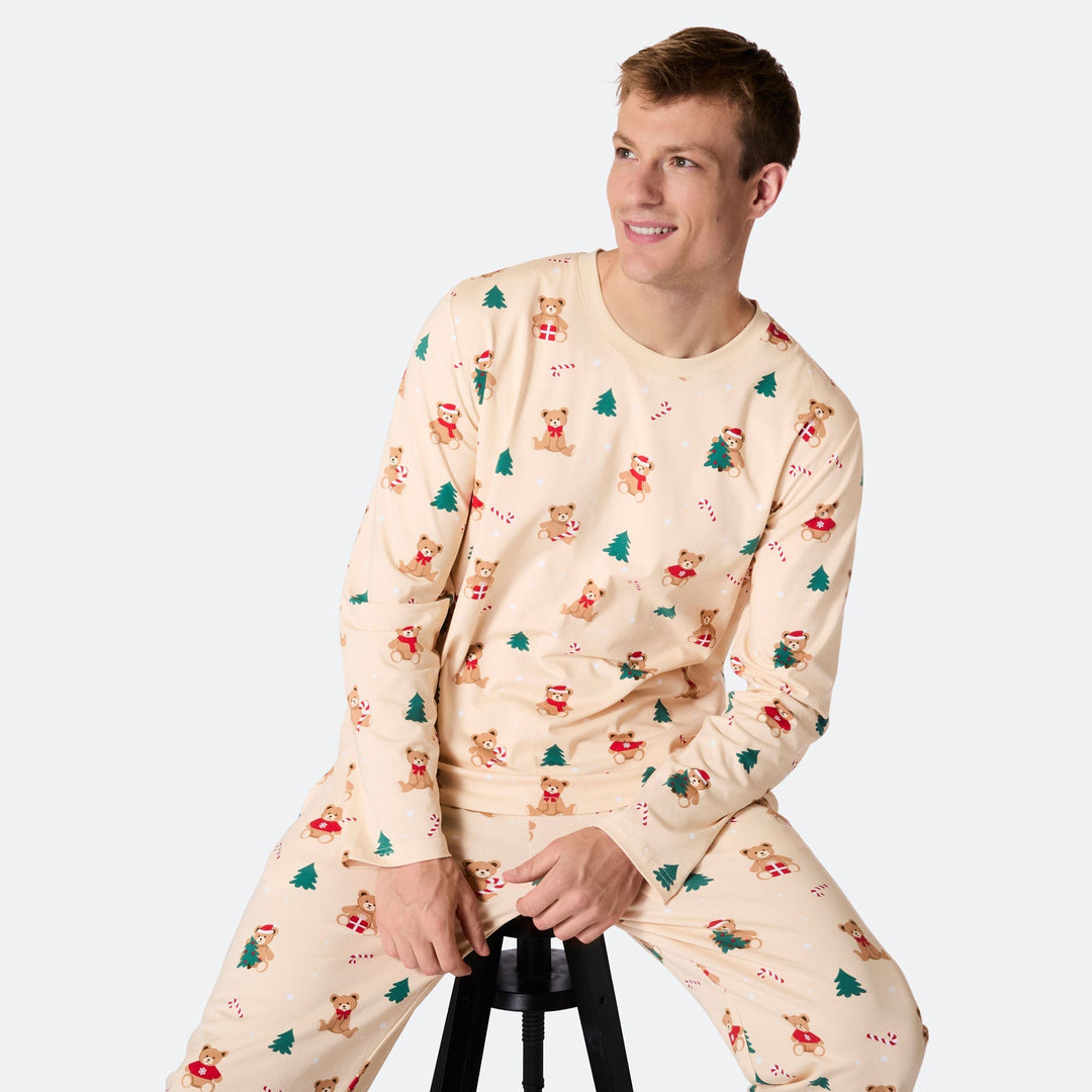 Beige Teddybeer Kerstpyjama Heren
