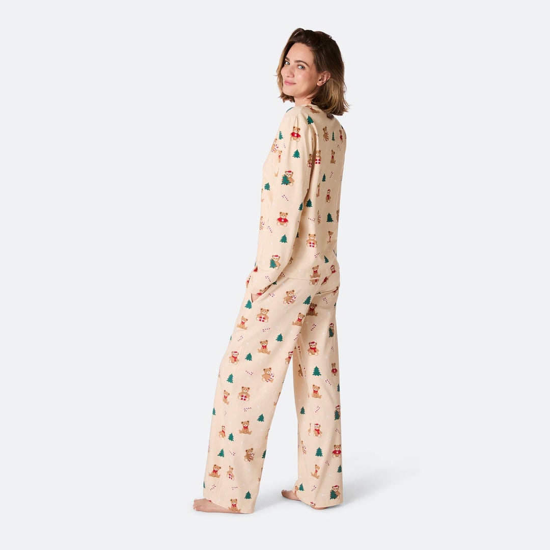 Beige Teddybeer Kerstpyjama Dames