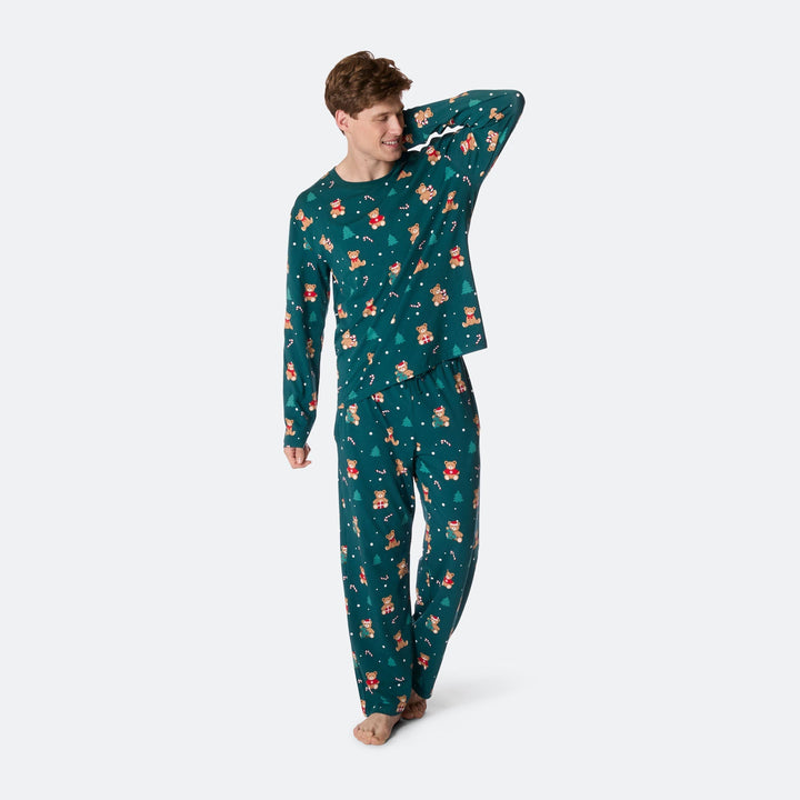 Groene Teddybeer Kerstpyjama Heren