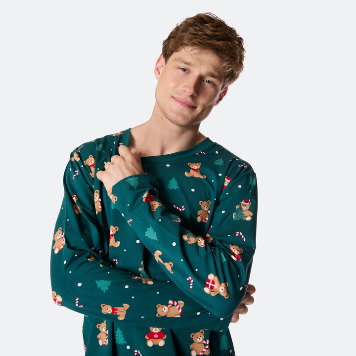 Groene Teddybeer Kerstpyjama Heren