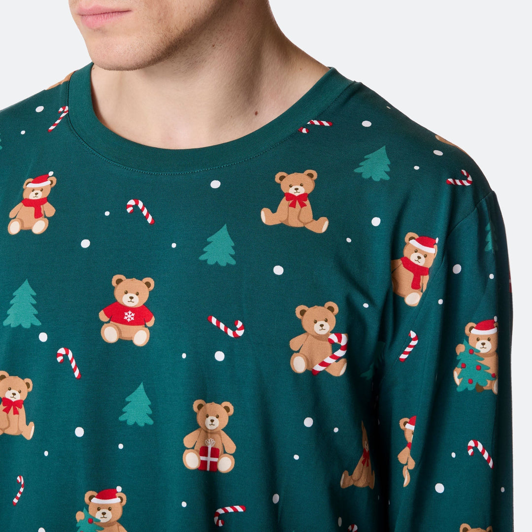 Groene Teddybeer Kerstpyjama Heren