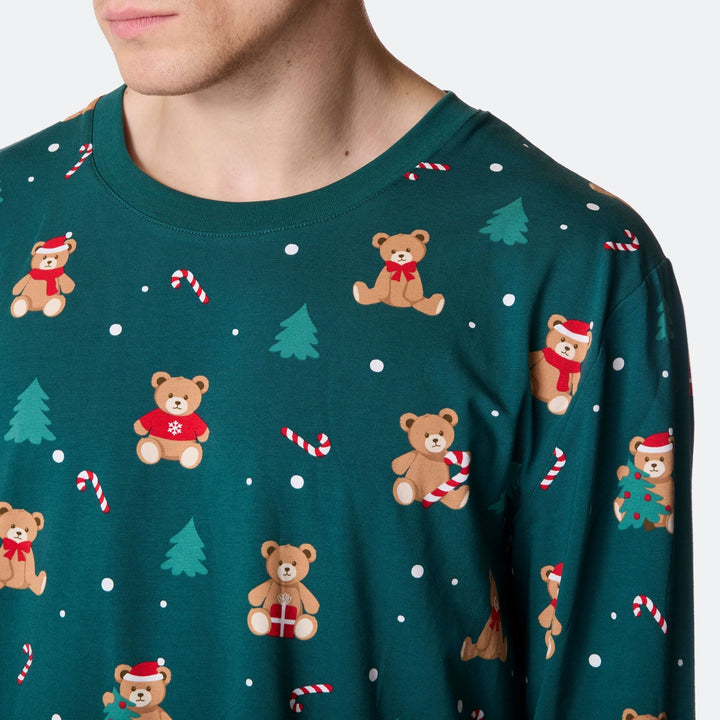 Groene Teddybeer Kerstpyjama Heren