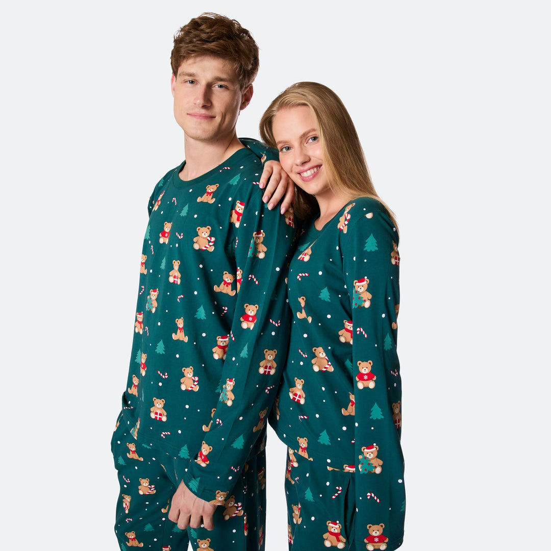 Groene Teddybeer Kerstpyjama Heren