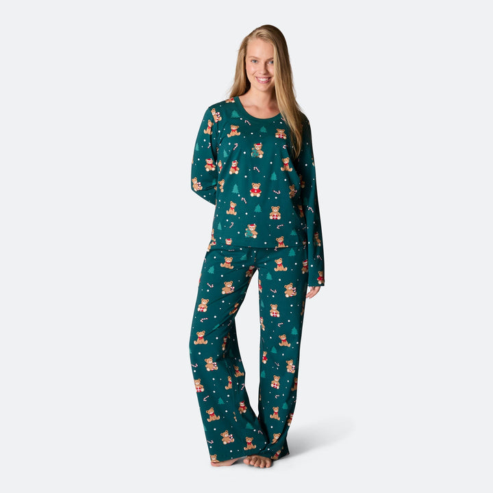 Groene Teddybeer Kerstpyjama Dames