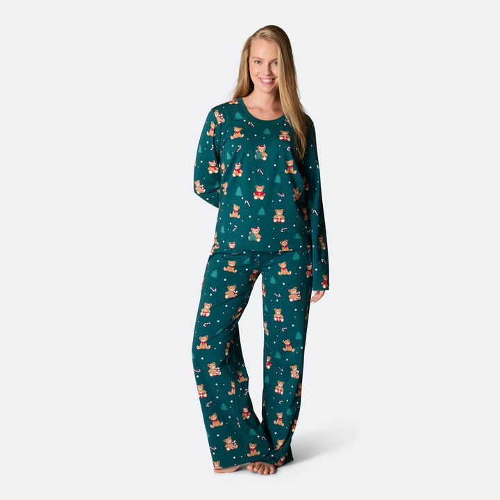 Groene Teddybeer Kerstpyjama Dames