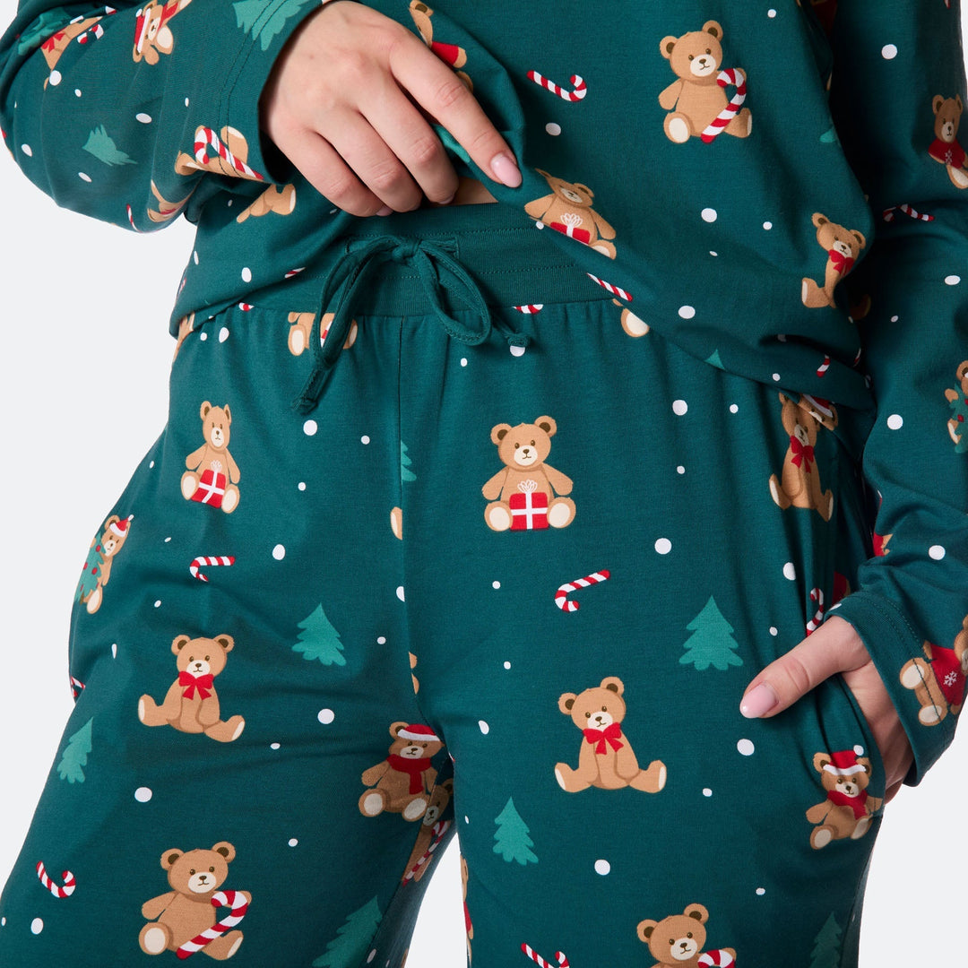 Groene Teddybeer Kerstpyjama Dames