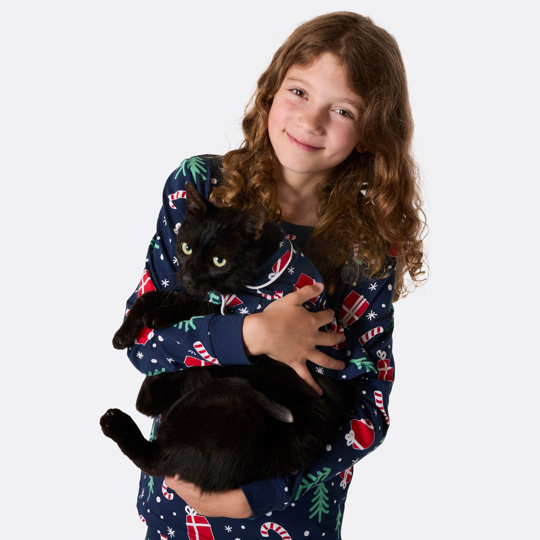 Blauwe Kerstpatroon Kerstpyjama voor Katten