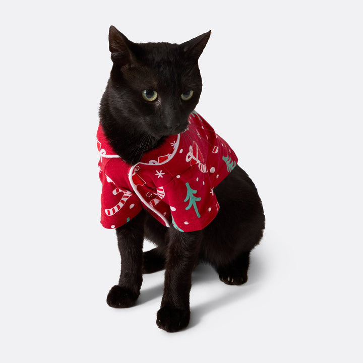 Rode Kerstpatroon Kerstpyjama voor Katten