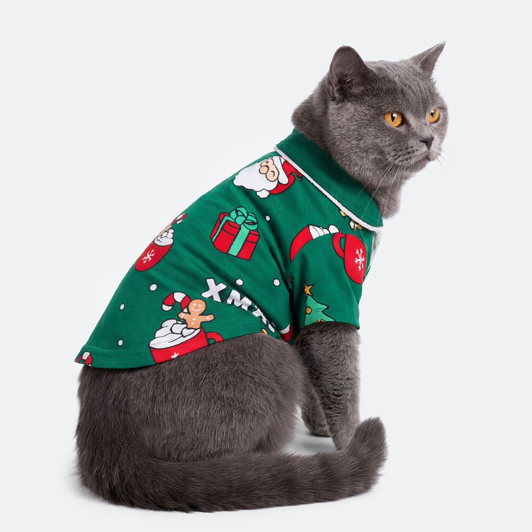 Groene Xmas Kerstpyjama voor Katten