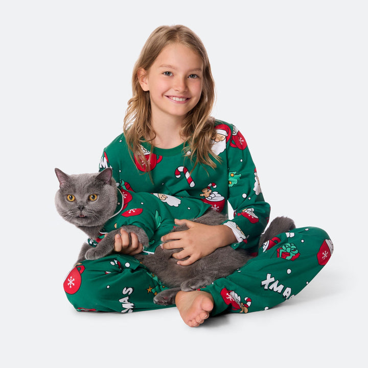 Groene Xmas Kerstpyjama voor Katten