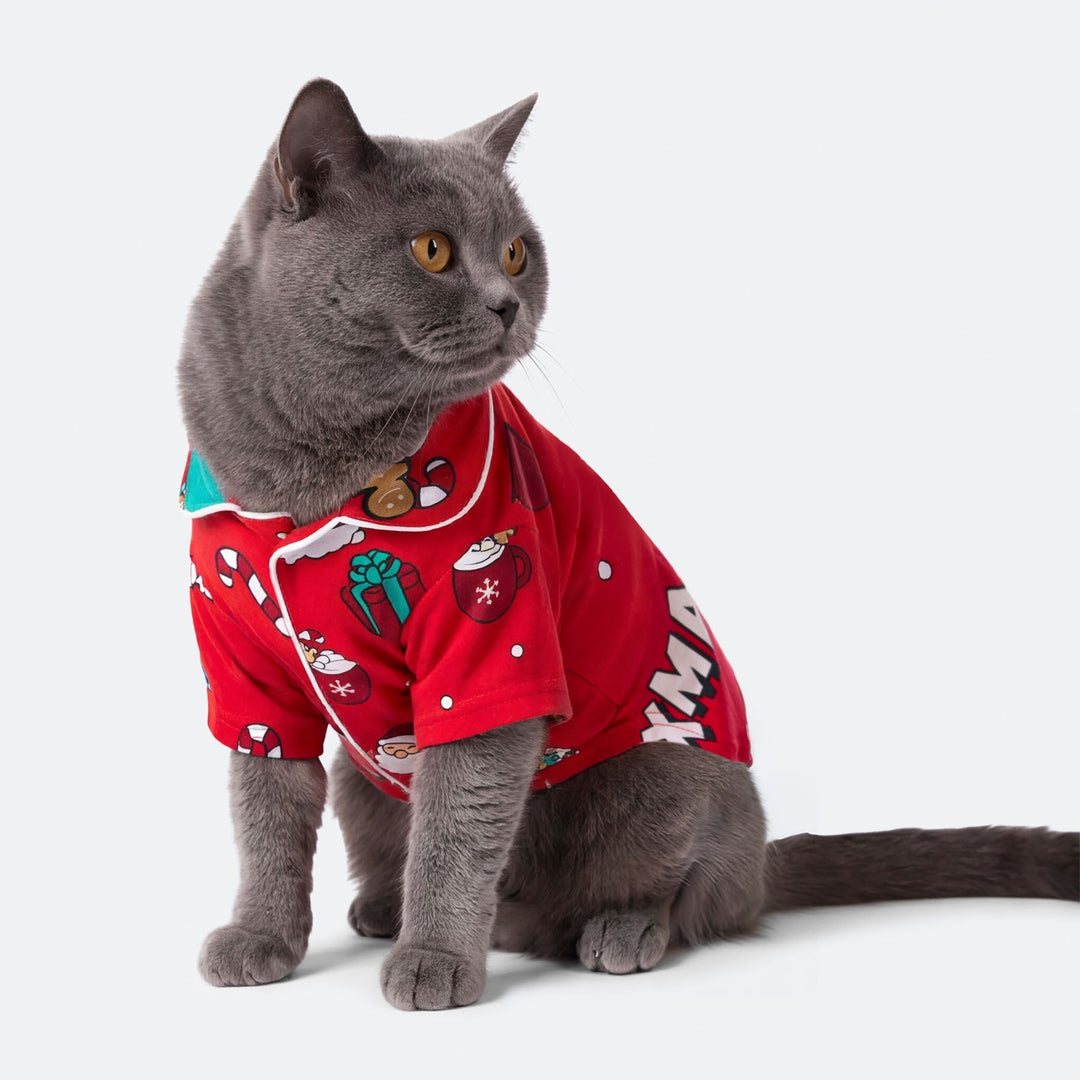 Rode Xmas Kerstpyjama voor Katten