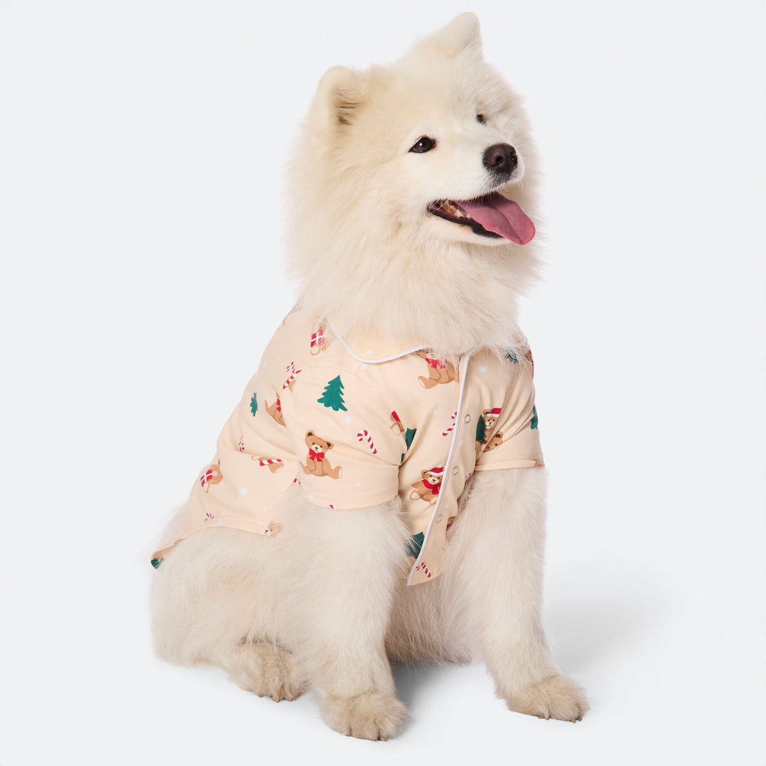 Beige Teddybeer Kerstpyjama voor Honden