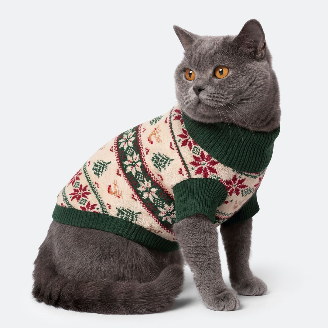 Retro Kerstboom Kersttrui voor Katten