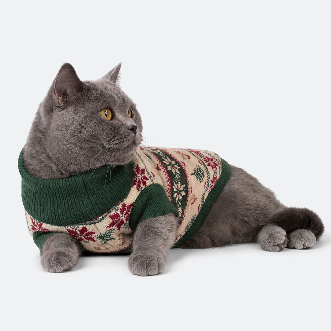 Retro Kerstboom Kersttrui voor Katten
