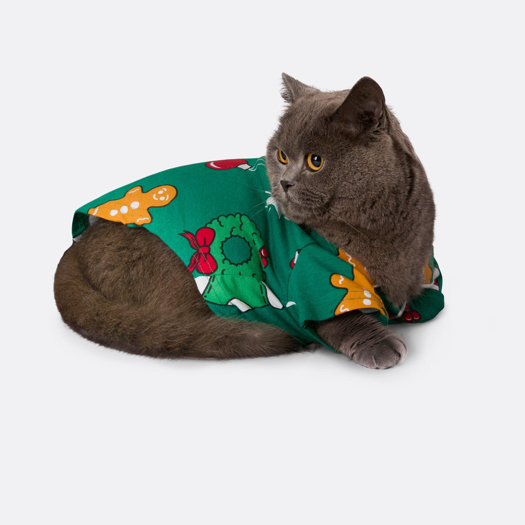 Groene Hohoho Kerstpyjama voor Katten