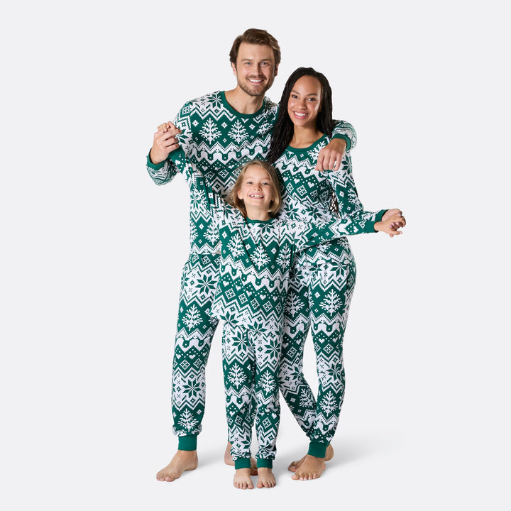 Groene Gebreide Kerstpyjama voor Kinderen