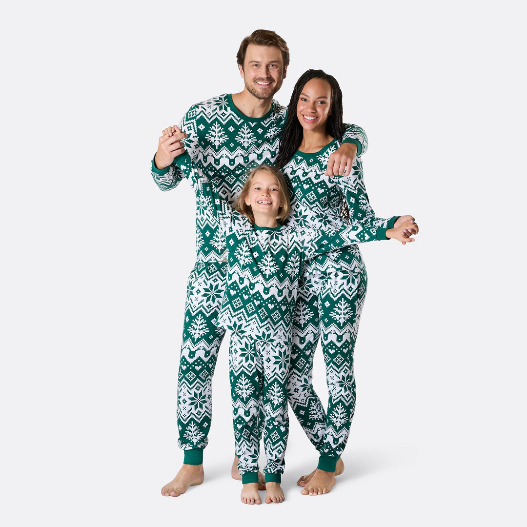 Groene Gebreide Kerstpyjama's Gezin