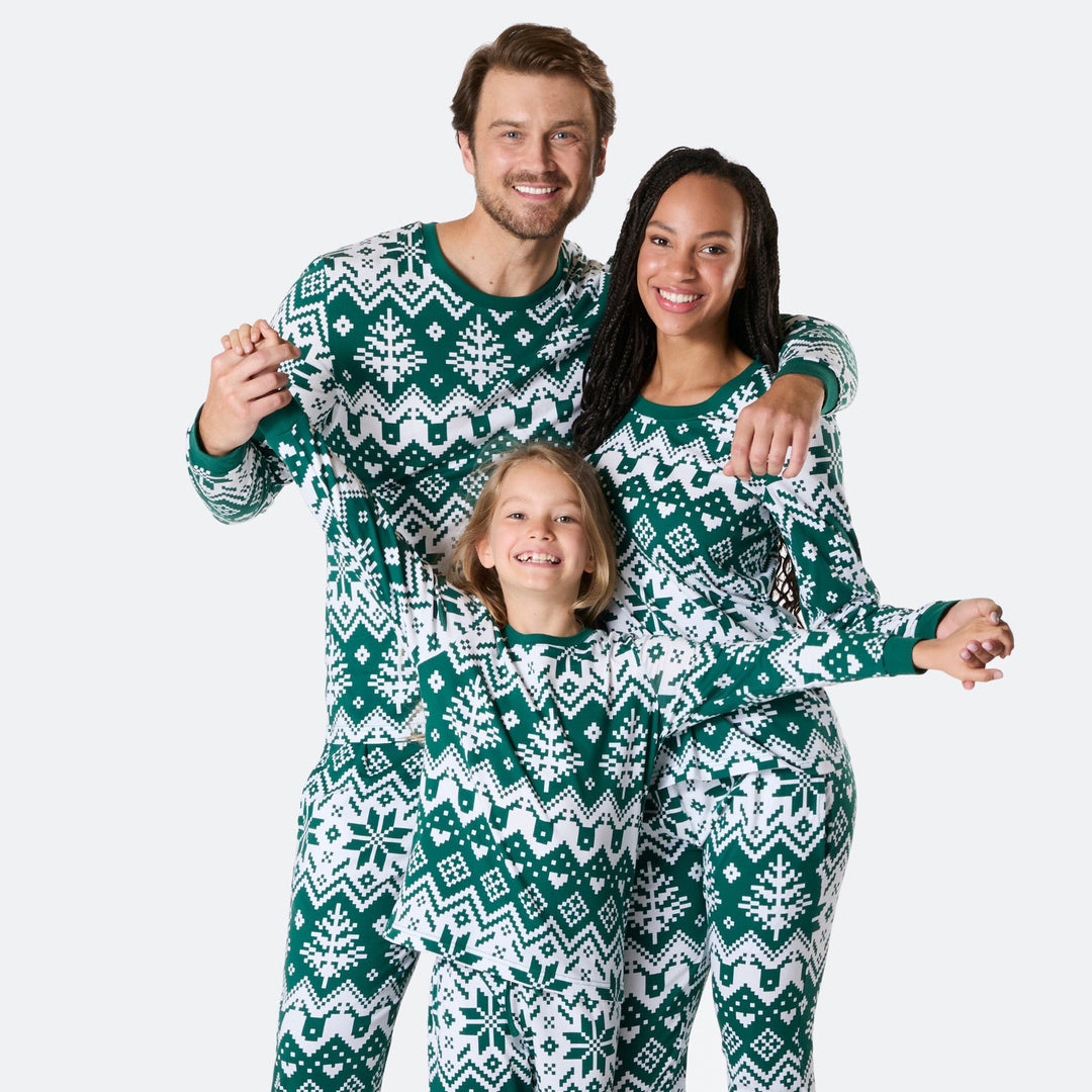 Groene Gebreide Kerstpyjama's Gezin