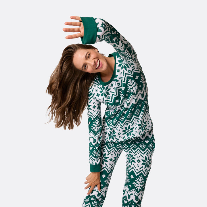 Matchende Kerstpyjama's voor Gezin - Groene Gebreide