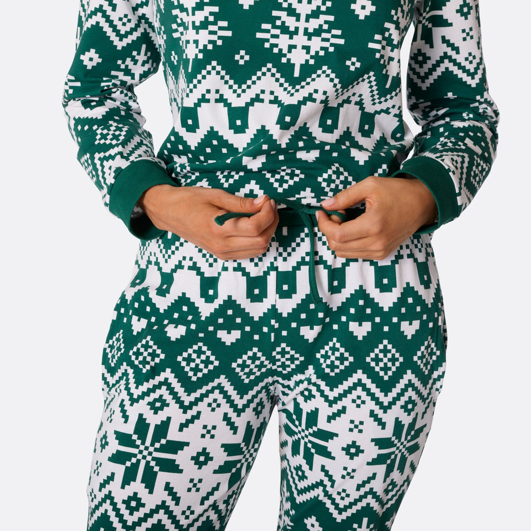 Groene Gebreide Kerstpyjama's Gezin