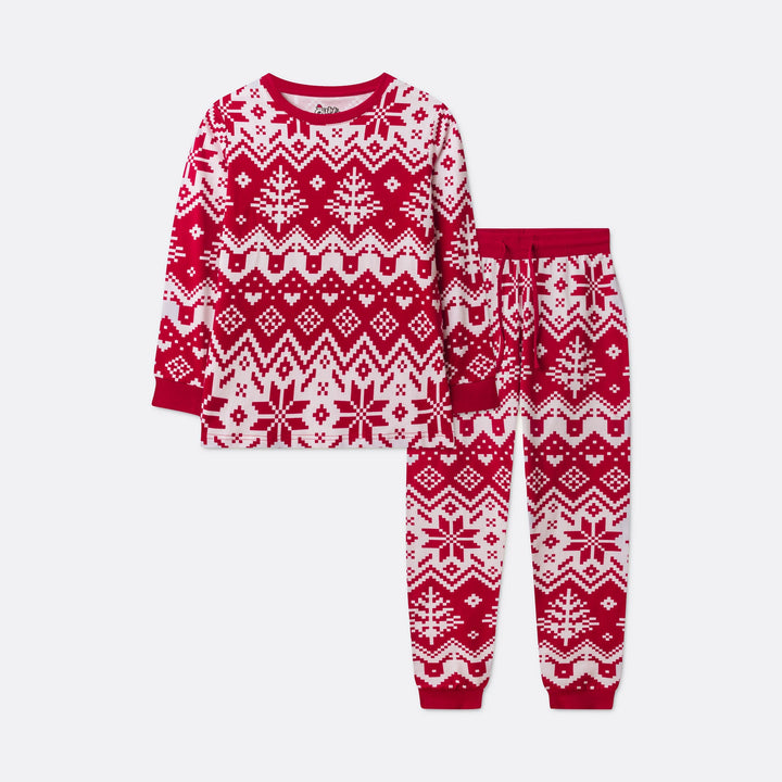 Rode Gebreide Kerstpyjama voor Kinderen