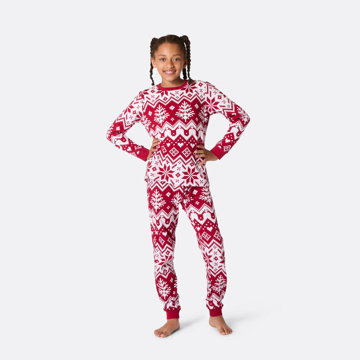 Rode Gebreide Kerstpyjama voor Kinderen